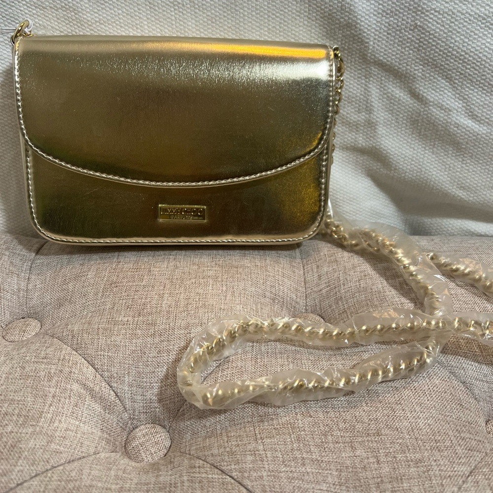 Jimmy Choo Gold Crossbody Bag with Chain Strap
